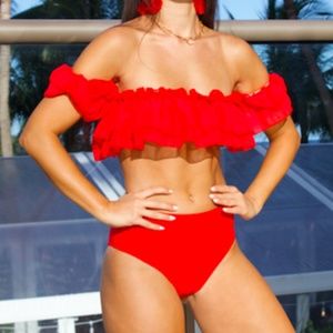 Two piece bikini, red, size S